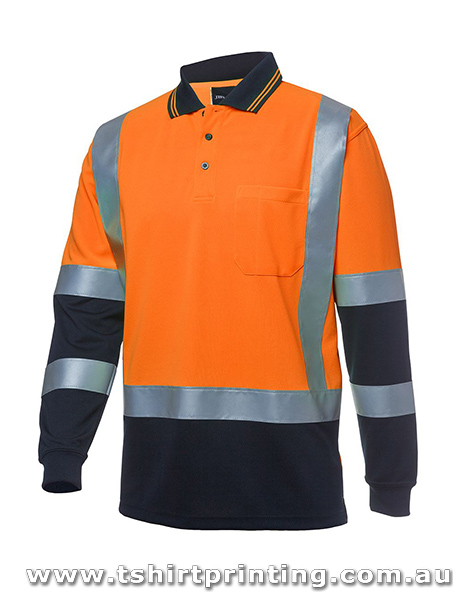 W37LP  Johnny Bobbin Hi Vis L/S D+N H Pattern Trad Polo